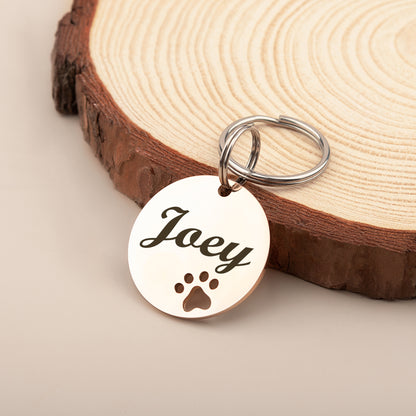 Paw Print Cut Out Round Pet Tag