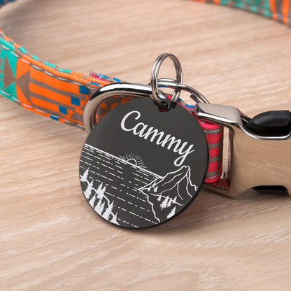 Round Sunset by the Bay Pet ID Dog Tag