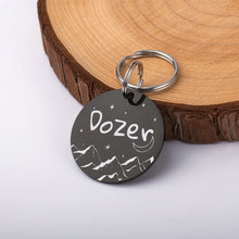 Load image into Gallery viewer, Personalized Mountains and Moon Round Shaped Pet ID Dog Tag for Cat or Dog
