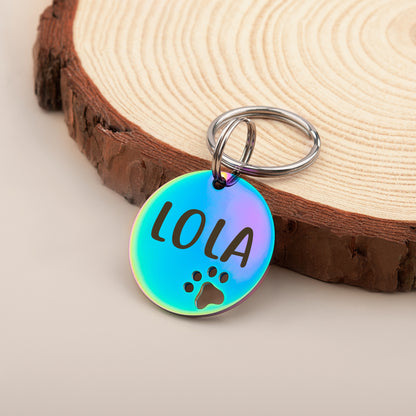 Paw Print Cut Out Round Pet Tag