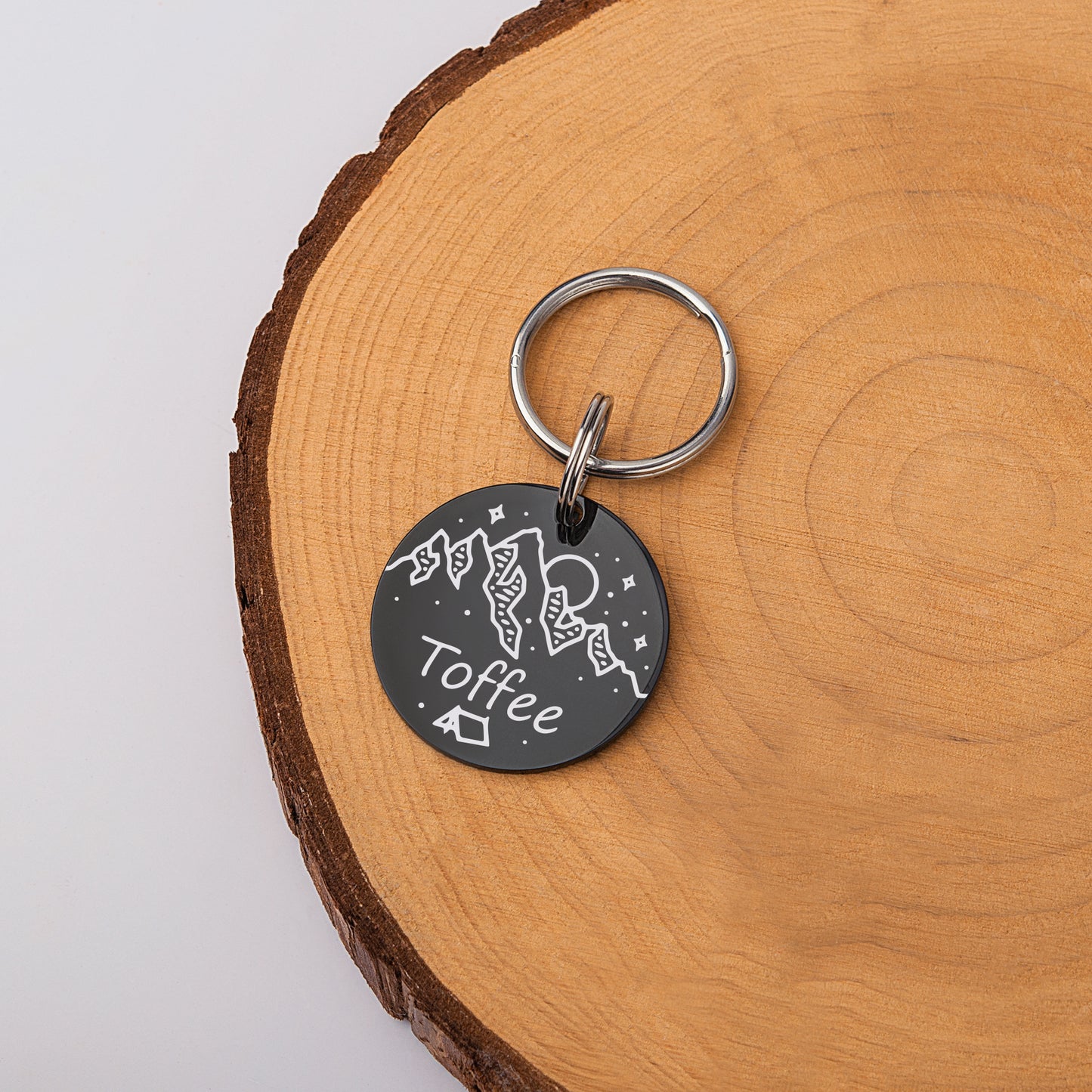 Mountain Tent Round Pet ID Dog Tag