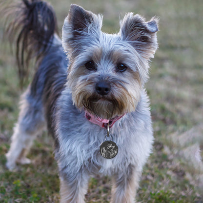 Hiking with Dog Round Pet ID Dog Tag