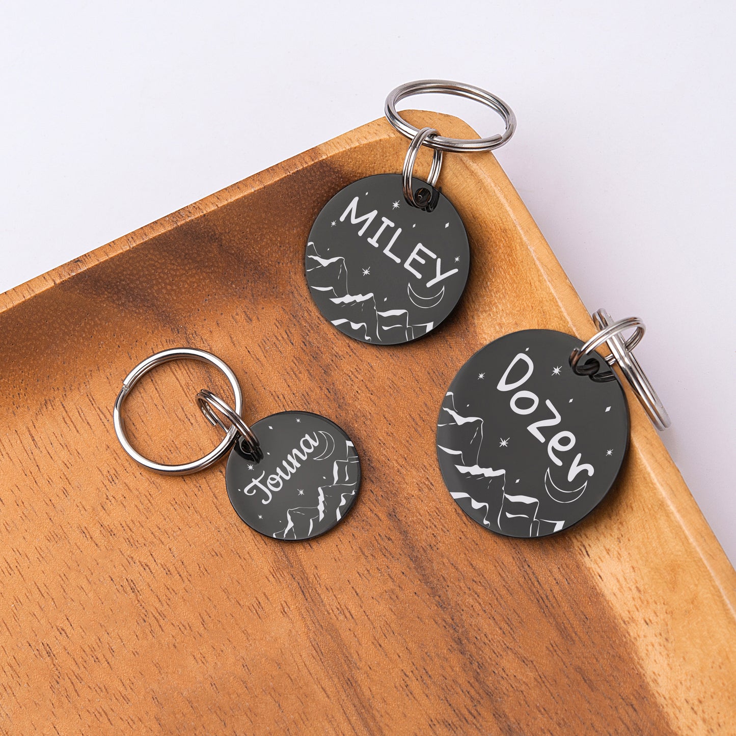 Mountains and Moon Round Pet ID Dog Tag