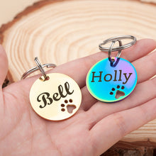 Load image into Gallery viewer, Custom Round Shaped Paw Print Cut-Out Pet ID Dog Tag
