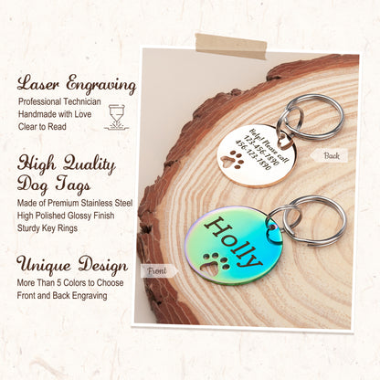 Paw Print Cut Out Round Pet Tag