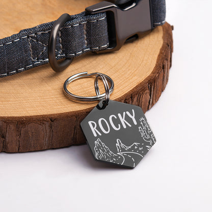 Hexagon Rocky Road Cactus Shaped Pet ID Dog Tag