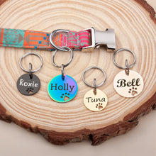 Load image into Gallery viewer, Custom Round Shaped Paw Print Cut-Out Pet ID Dog Tag
