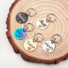 Load image into Gallery viewer, Custom Round Shaped Paw Print Cut-Out Pet ID Dog Tag
