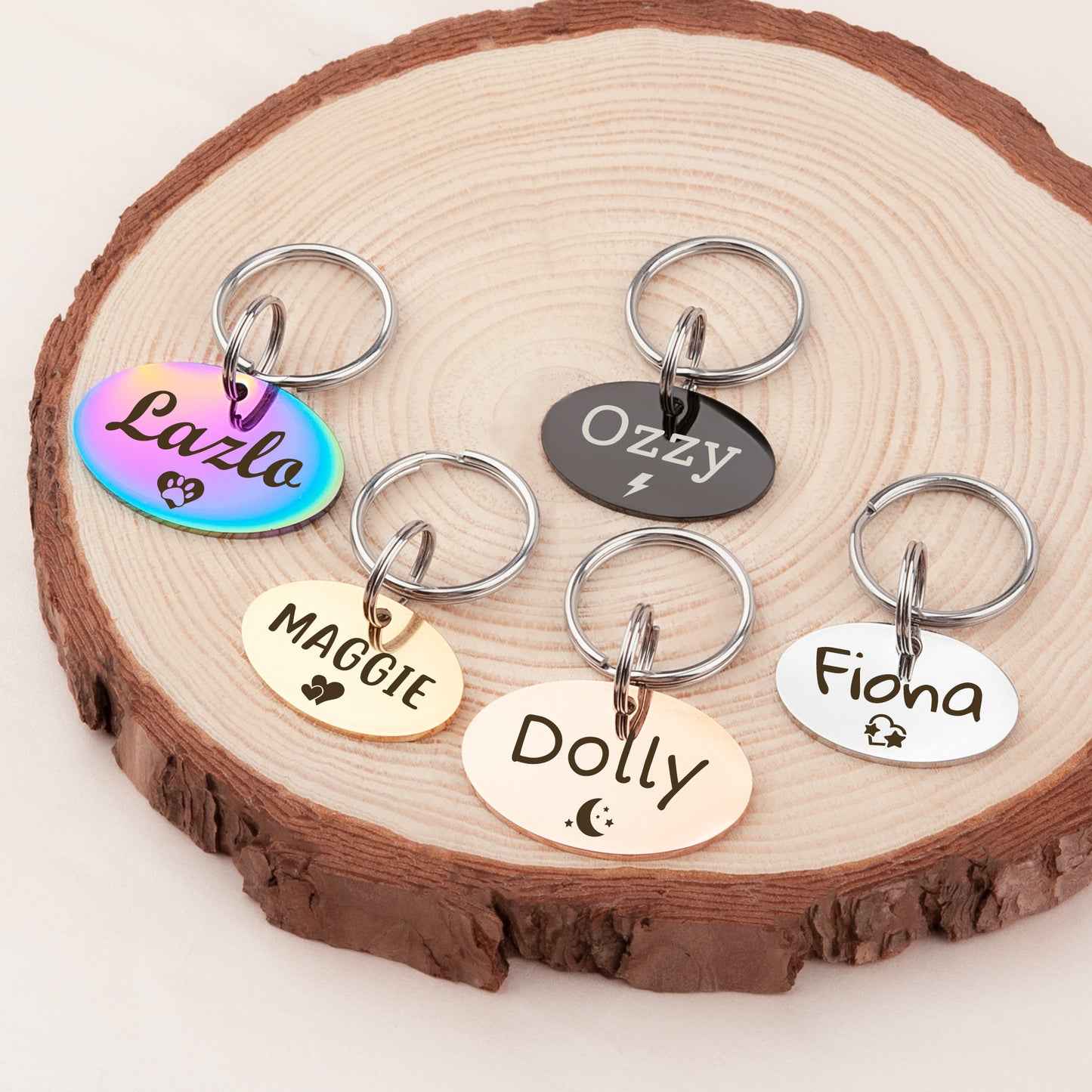 Oval Name and Icon Shaped Pet Tag