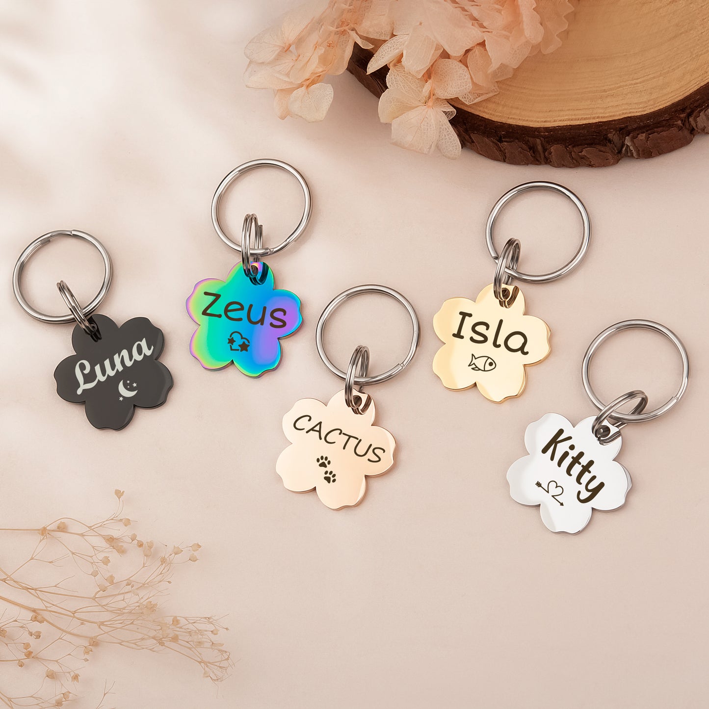 Cherry Blossom Pet ID Dog Tag