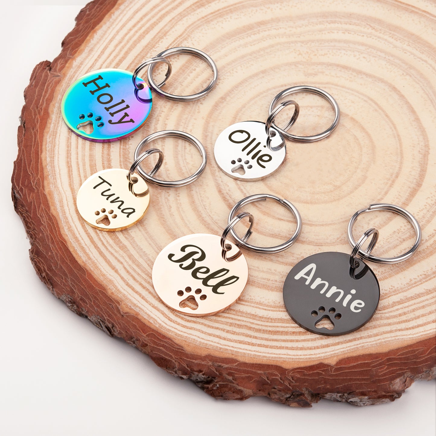 Paw Print Cut Out Round Pet Tag