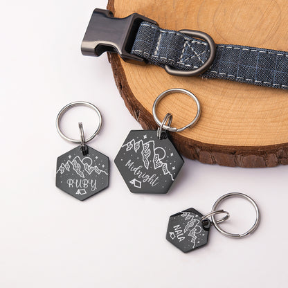 Mountain Tent Hexagon Pet ID Dog Tag