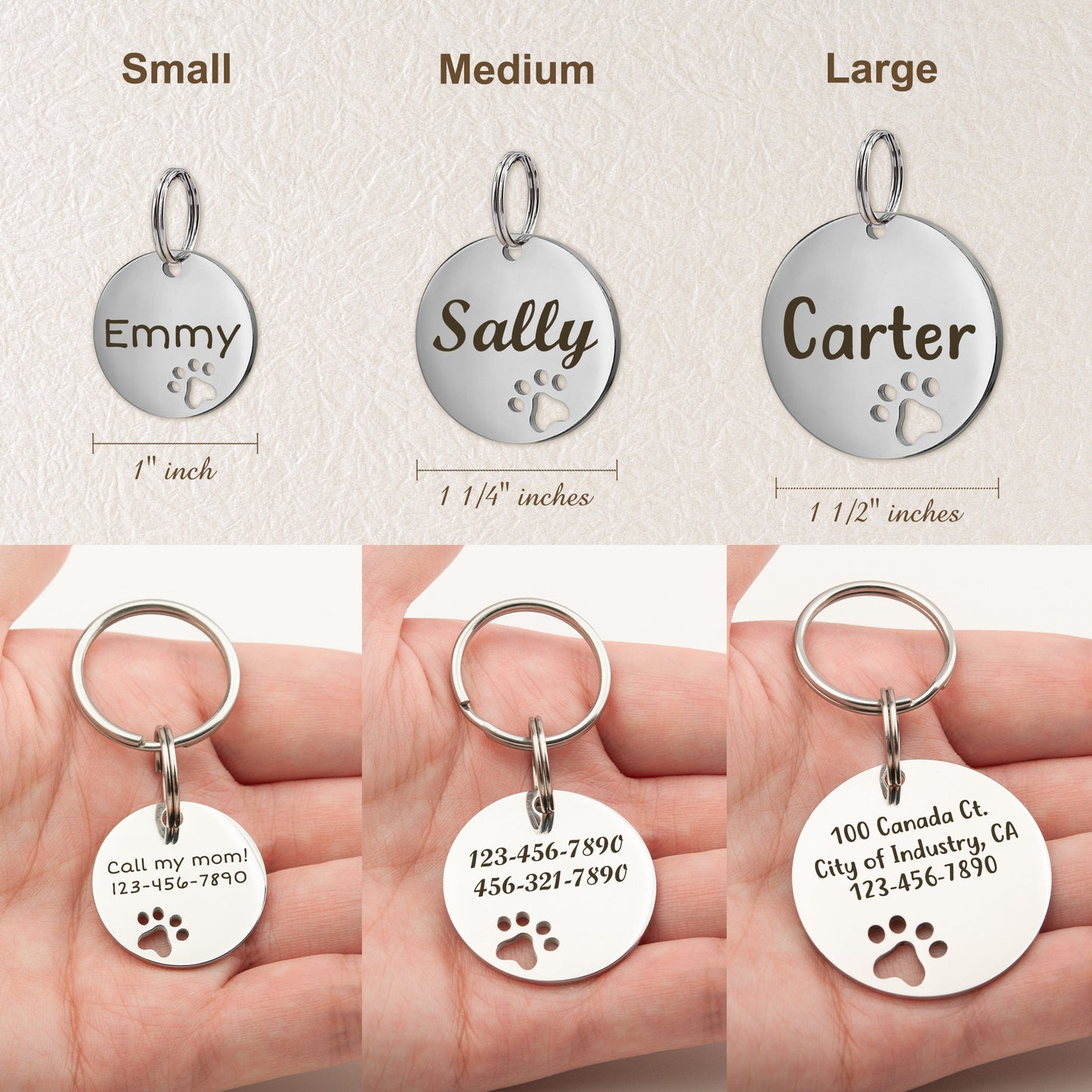 Paw Print Cut Out Round Pet Tag