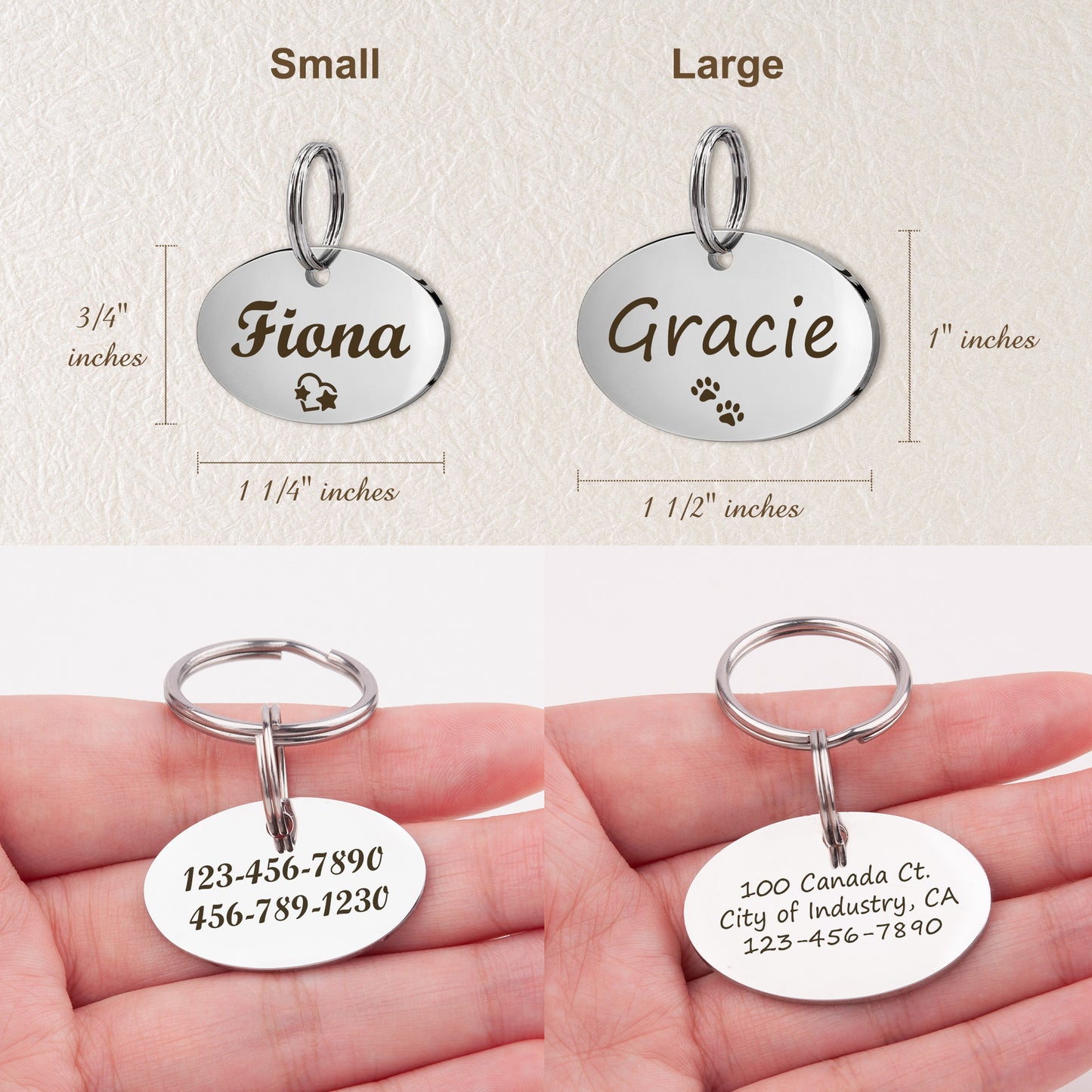 Oval Name and Icon Shaped Pet Tag