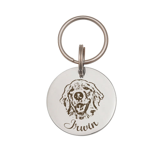 Round Shaped Cat Portrait Pet ID Tag