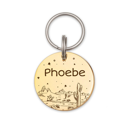 Round Desert Night Sky Pet ID Dog Tag