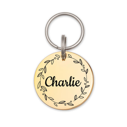 Round Shaped Name & Frame Pet ID Dog Tag