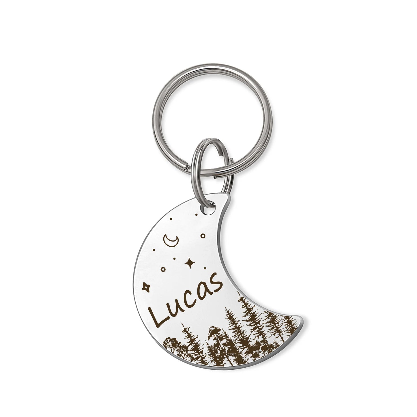Woods and Starry Sky Moon Pet ID Dog Tag