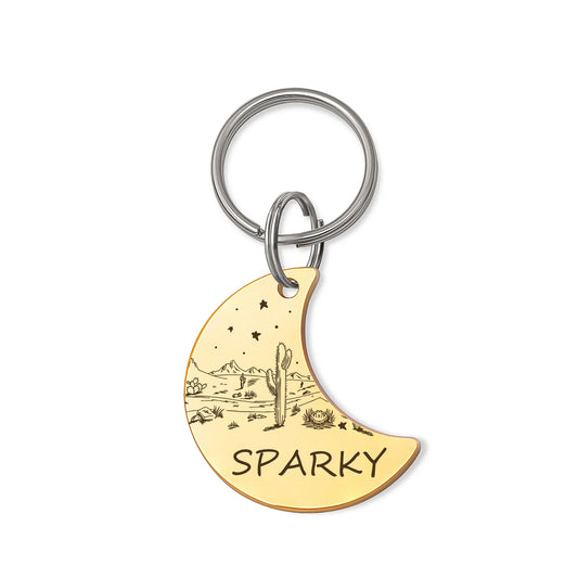 Mountain Stars Moon Shaped Pet Tag