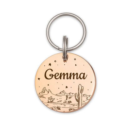 Round Desert Night Sky Pet ID Dog Tag