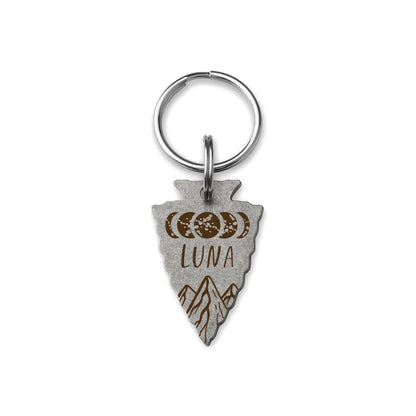 Moon Phases Arrowhead Pet Tag