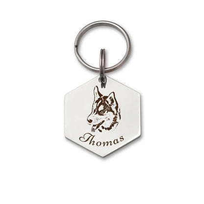 Pet Portrait Hexagon Pet ID Dog Tag