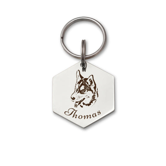 Pet Portrait Hexagon Pet ID Dog Tag