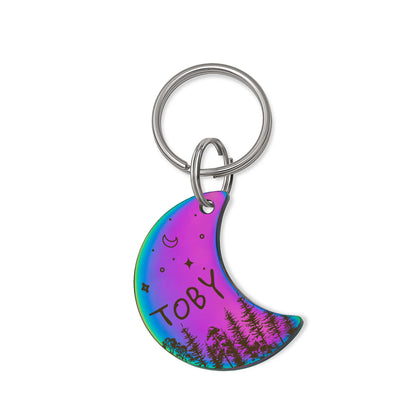 Woods and Starry Sky Moon Pet ID Dog Tag