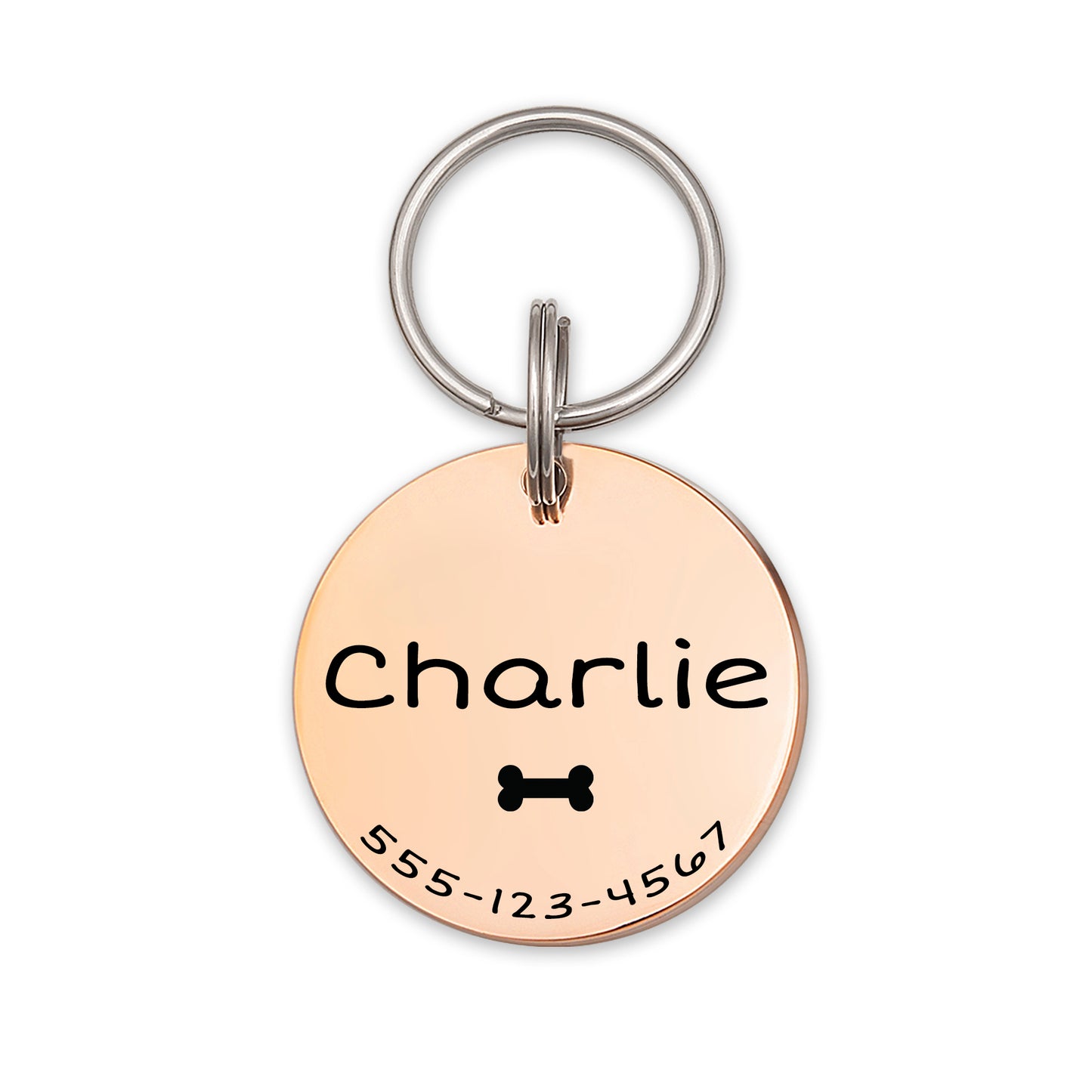 Round Name, Icon, & Number Pet ID Dog Tag