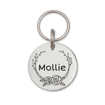 Round Shaped Name & Frame Pet ID Dog Tag