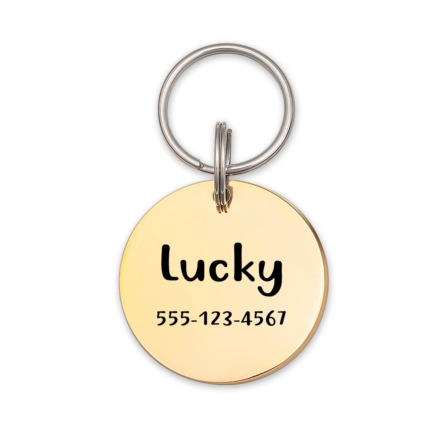 Round Name and Number Pet ID Dog Tag