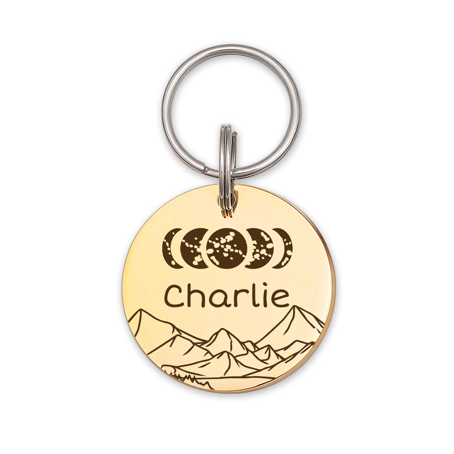 Round Moon Phase Pet ID Tag