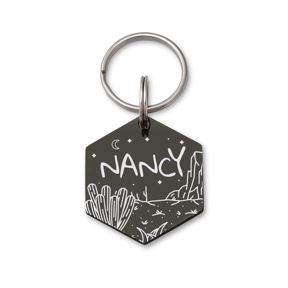 Hexagon Desert Cactus Collar Pet ID Dog Tag