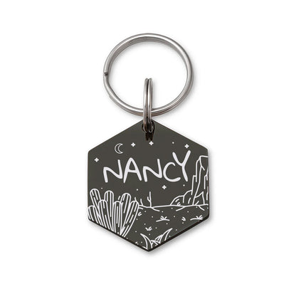 Hexagon Desert Cactus Collar Pet ID Dog Tag