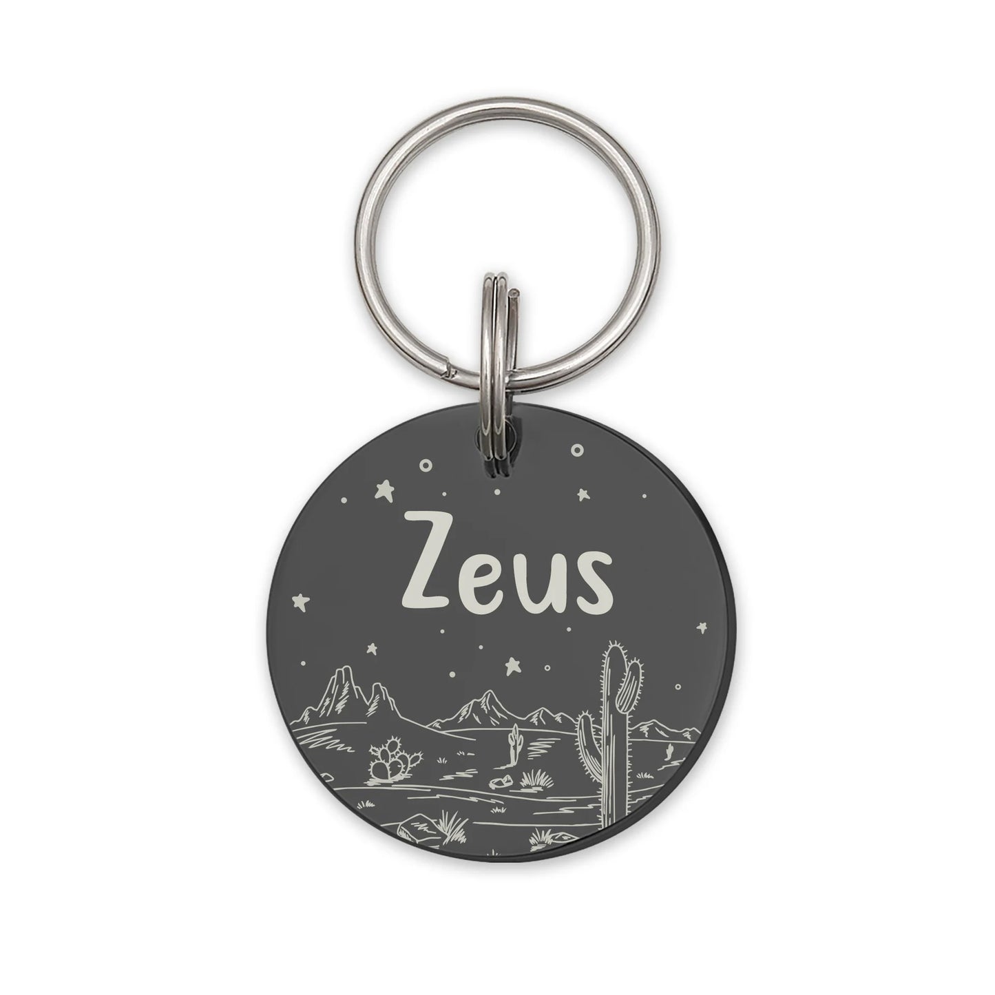 Round Desert Night Sky Pet ID Dog Tag