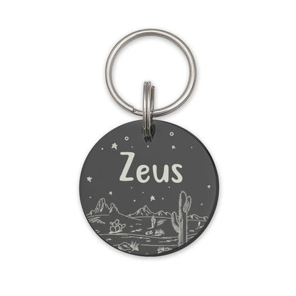 Round Desert Night Sky Pet ID Dog Tag