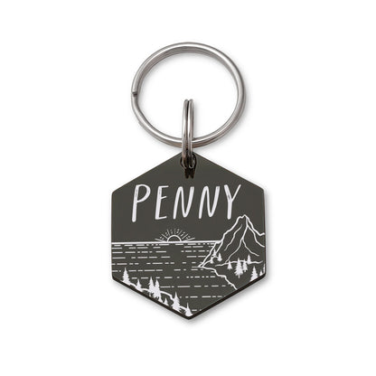 Hexagon Sunset by the Bay Pet ID Dog Tag