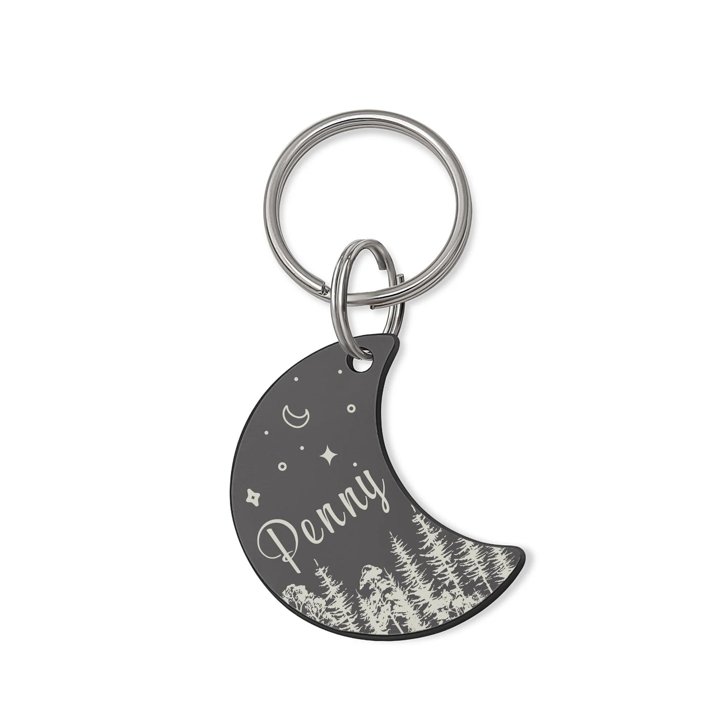 Woods and Starry Sky Moon Pet ID Dog Tag