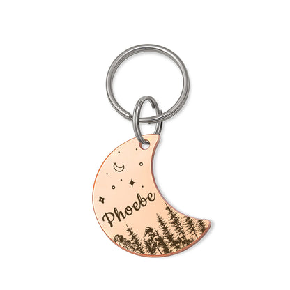 Woods and Starry Sky Moon Pet ID Dog Tag