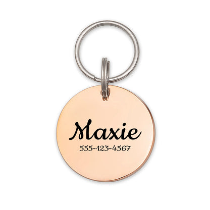 Round Name and Number Pet ID Dog Tag