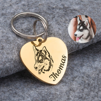 Pet Portrait Heart Pet ID Tag