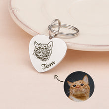 Load image into Gallery viewer, Personalized Heart Shaped Pet Portrait Pet ID Dog Tag
