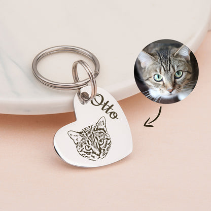 Heart Pet Portrait Pet ID Dog Tag