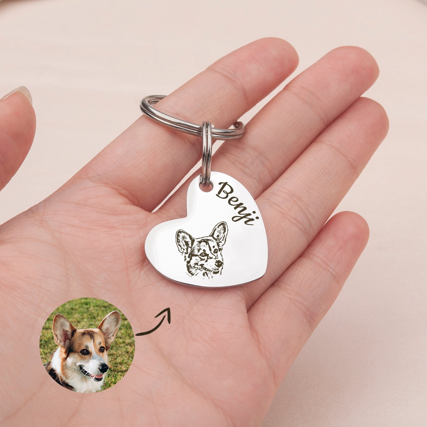 Heart Pet Portrait Pet ID Dog Tag