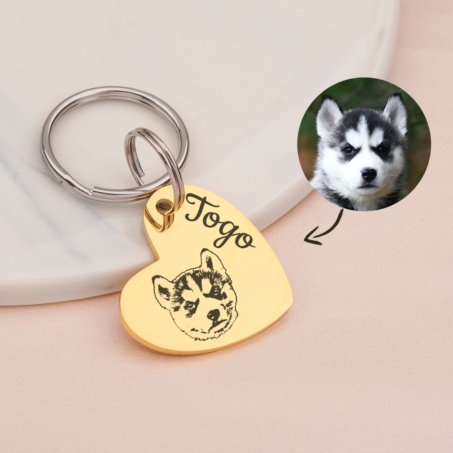 Heart Pet Portrait Pet ID Dog Tag