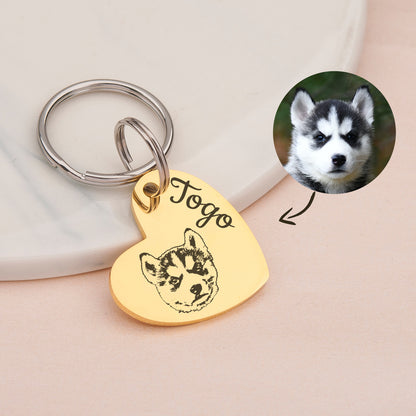 Heart Pet Portrait Pet ID Dog Tag