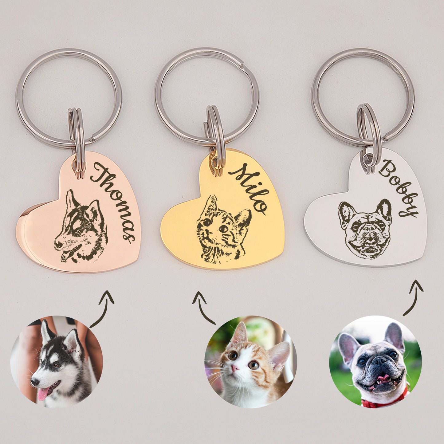 Heart Pet Portrait Pet ID Dog Tag