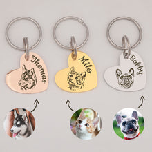 Load image into Gallery viewer, Personalized Pet Portriat Heart Shaped Pet ID Tag
