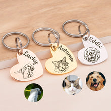 Load image into Gallery viewer, Personalized Pet Portriat Heart Shaped Pet ID Tag
