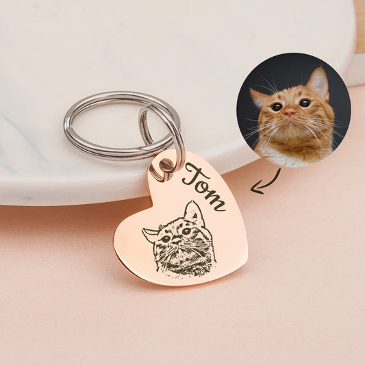 Heart Pet Portrait Pet ID Dog Tag